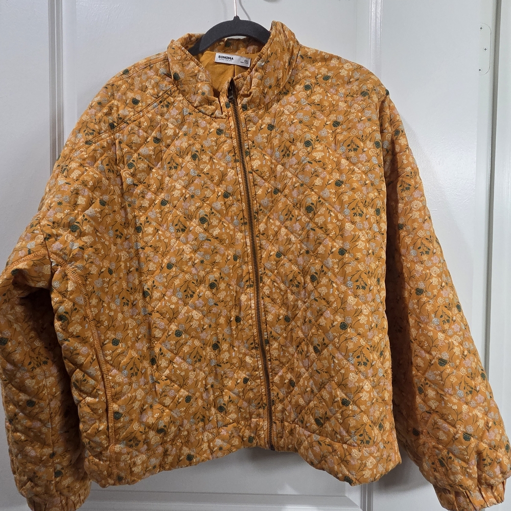 Sonoma Floral Mock Neck Quilted Jacket